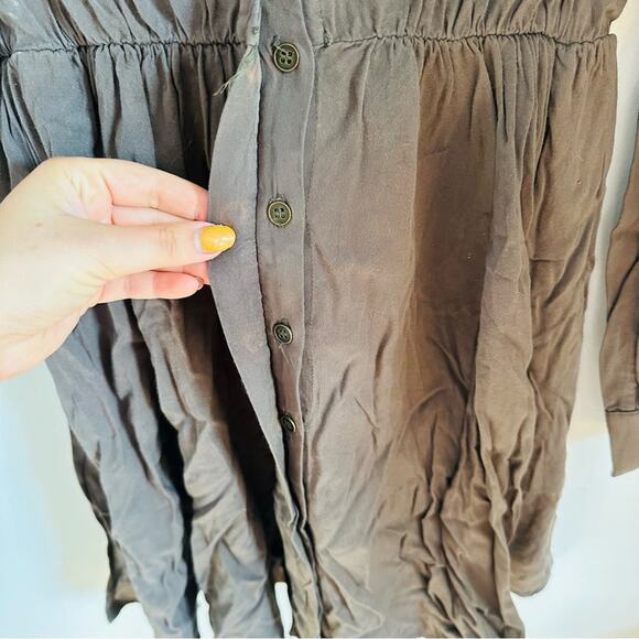 ANTHROPOLOGIE Brown Maeve Dakota Long Sleeve Shirt Button Front Collared Dress S - Picture 7 of 10